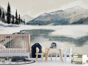 3D Watercolor Winter Mountain Forest Landscape Wall Mural Wallpaper LQH 342- Jess Art Decoration
