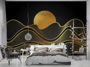 3D Gradient Golden Linear Moon Wall Mural Wallpaper SWW503- Jess Art Decoration