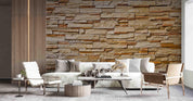 3D Warm Stacked Stone warm stacked stone wall wall mural wallpaper for dining room - view 3
