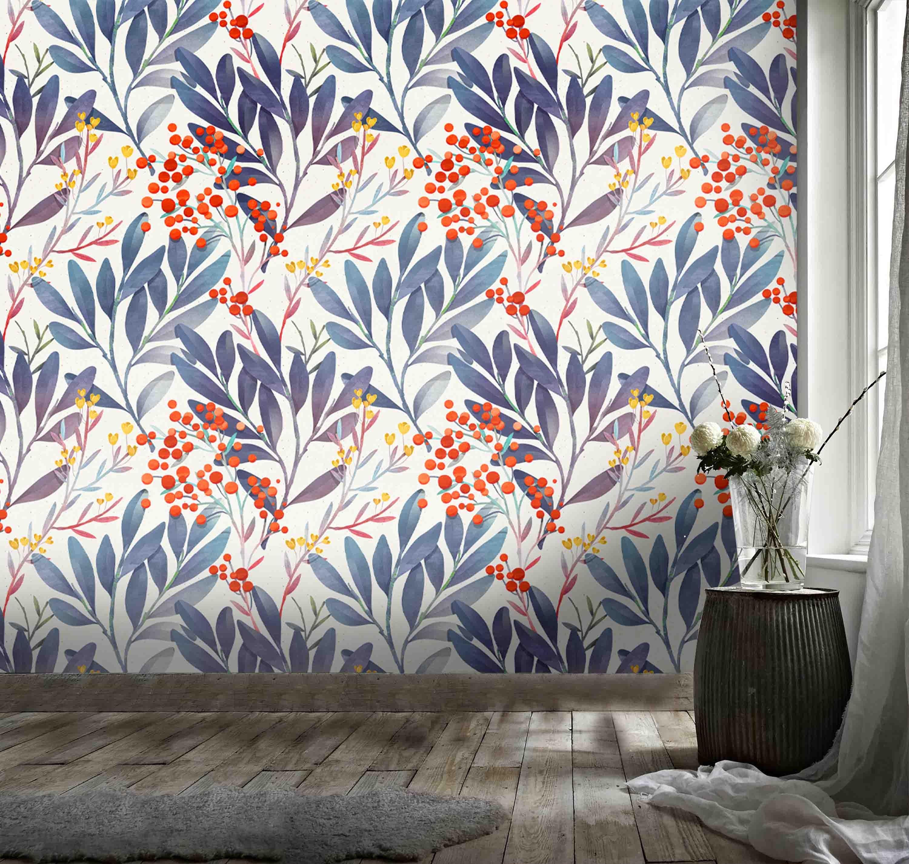 3D Plants Branch Leaves Wall Mural Wallpaper 60- Jess Art Decoration