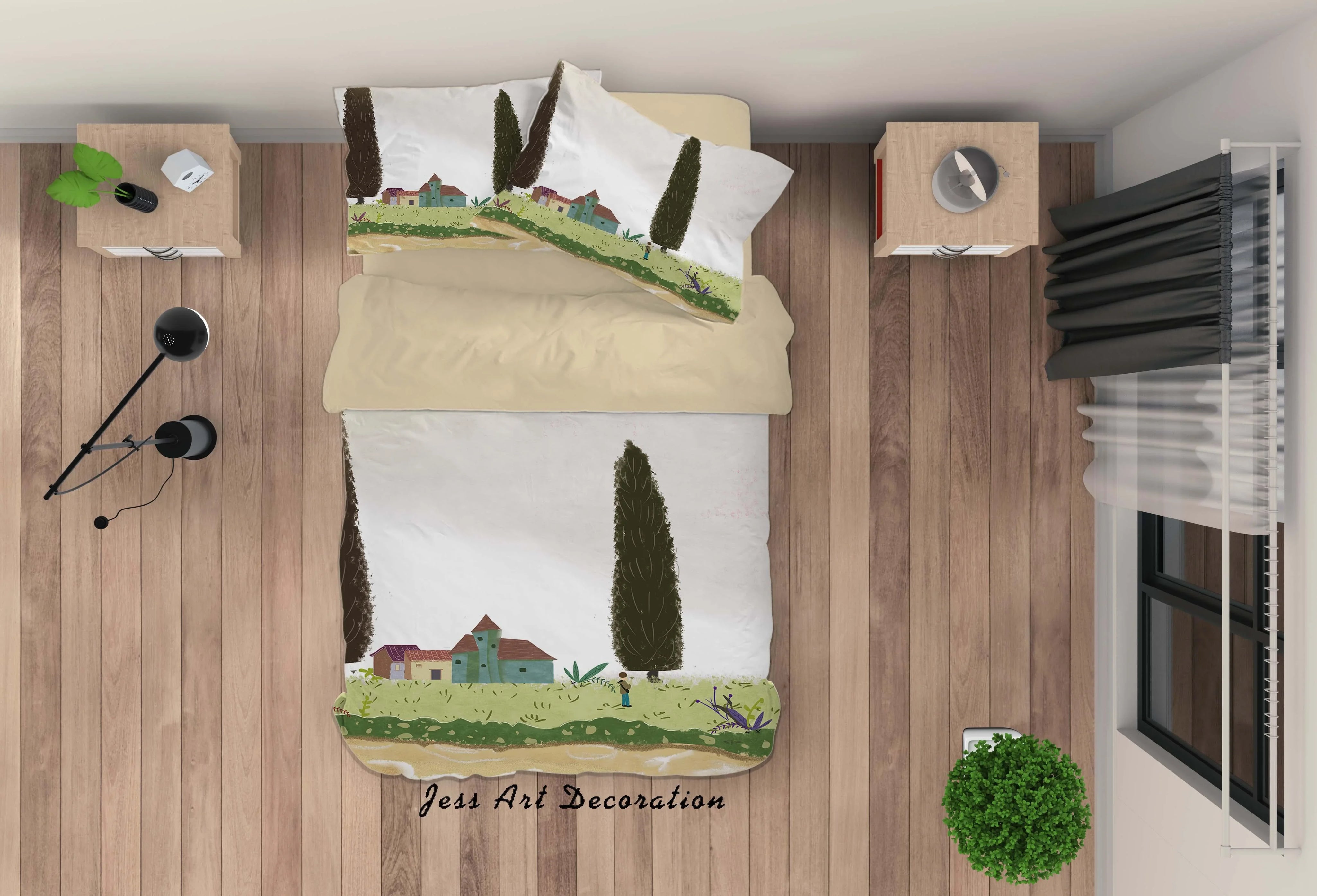 3D Tree House Grass Painting Quilt Cover Set Bedding Set Duvet Cover Pillowcases A417 LQH- Jess Art Decoration