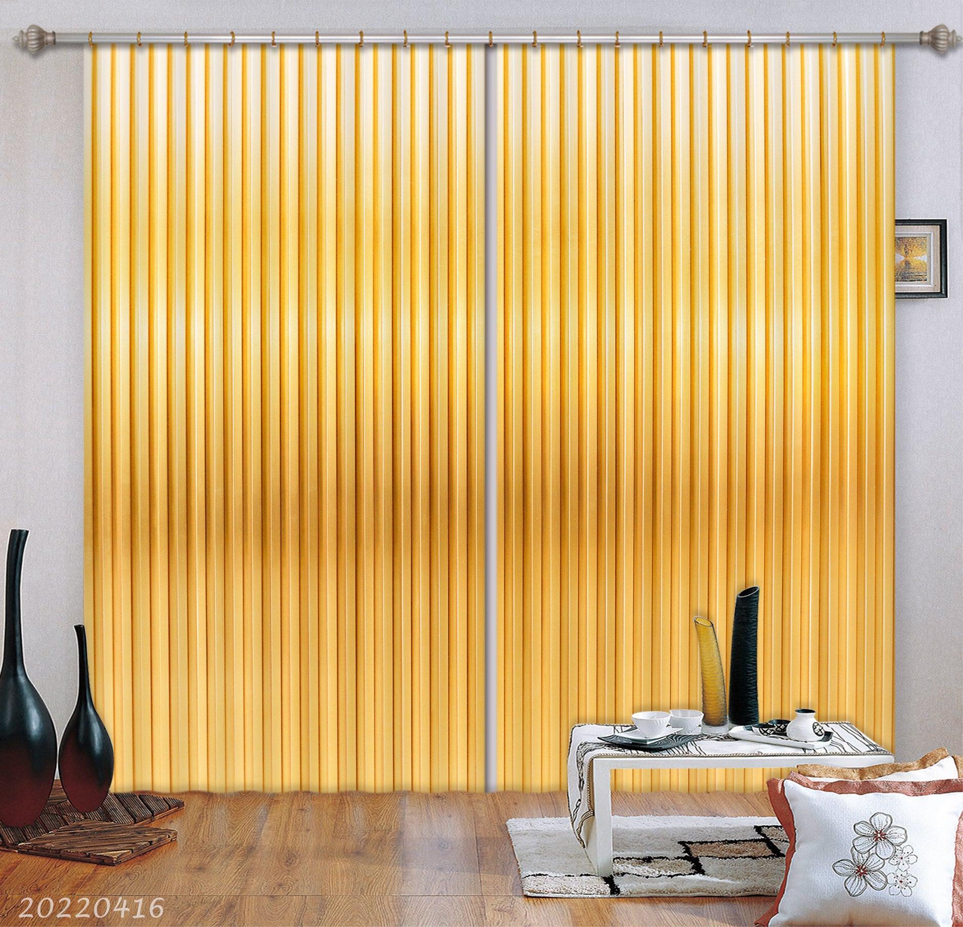 3D Yellow Vertical Stripes Texture Curtains and Drapes GD 4531- Jess Art Decoration