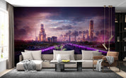 3D Night Purple Sky Road Buildings City Wall Mural Wallpaper GD 2203- Jess Art Decoration