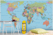 3D Blue World Map Wall Mural Wallpaper LQH 761- Jess Art Decoration