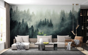 3D Dark Green Forest Trees Misty Scenery Wall Mural Wallpaper GD 949- Jess Art Decoration