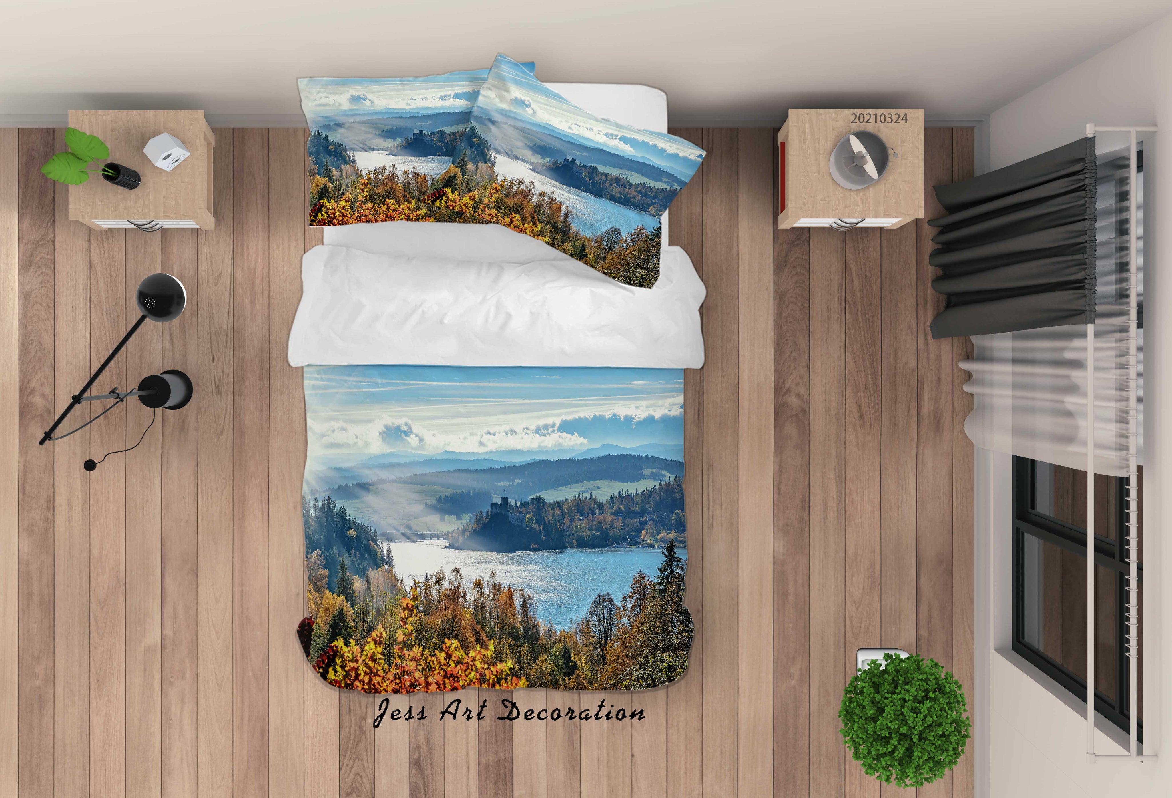 3D Sunshine Forest Lake Quilt Cover Set Bedding Set Duvet Cover Pillowcases 149 LQH- Jess Art Decoration