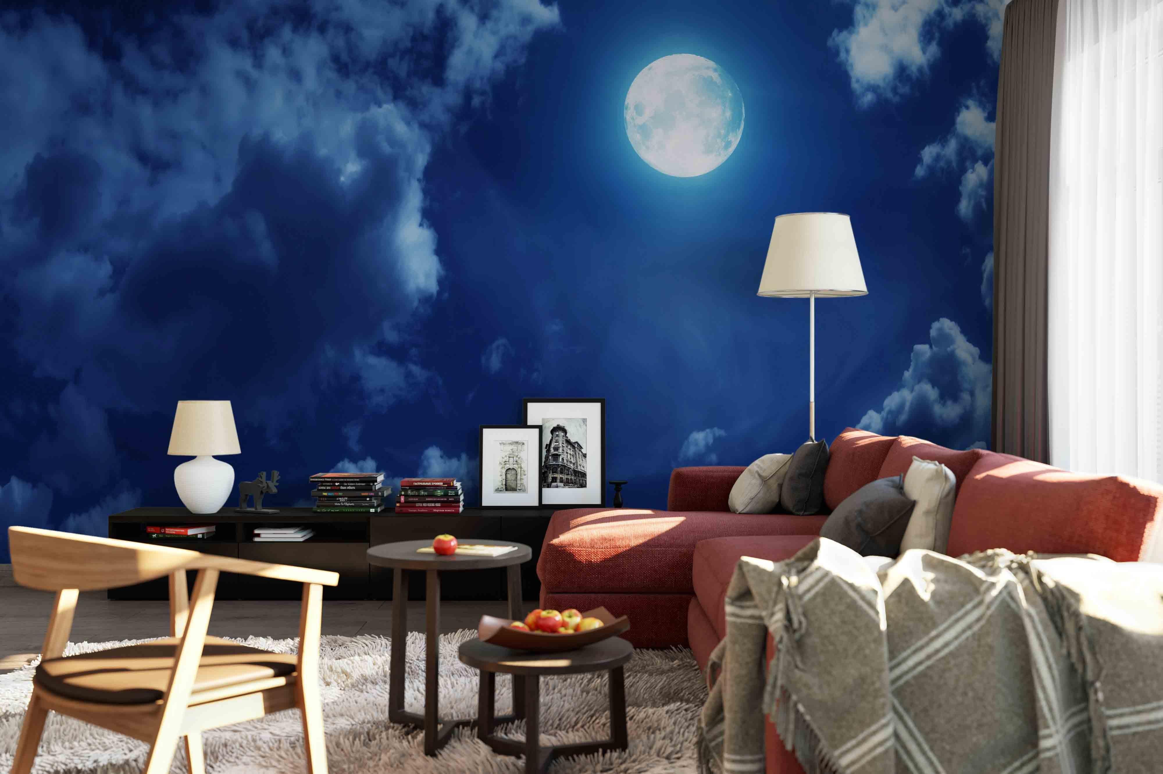 3D Moon Sky Clouds Night Wall Mural Wallpaper 231- Jess Art Decoration