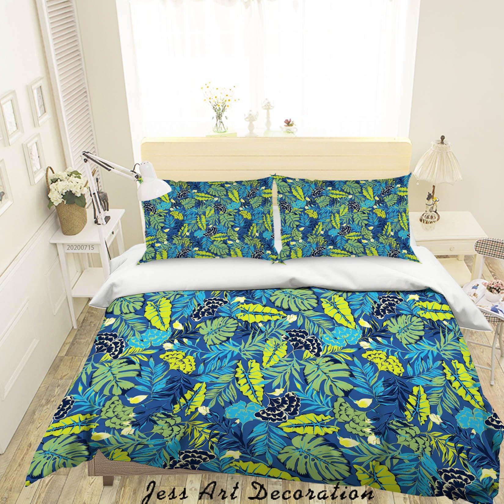 3D Colourful Plant Leaves Floral Pattern Quilt Cover Set Bedding Set Duvet Cover Pillowcases WJ 3864- Jess Art Decoration