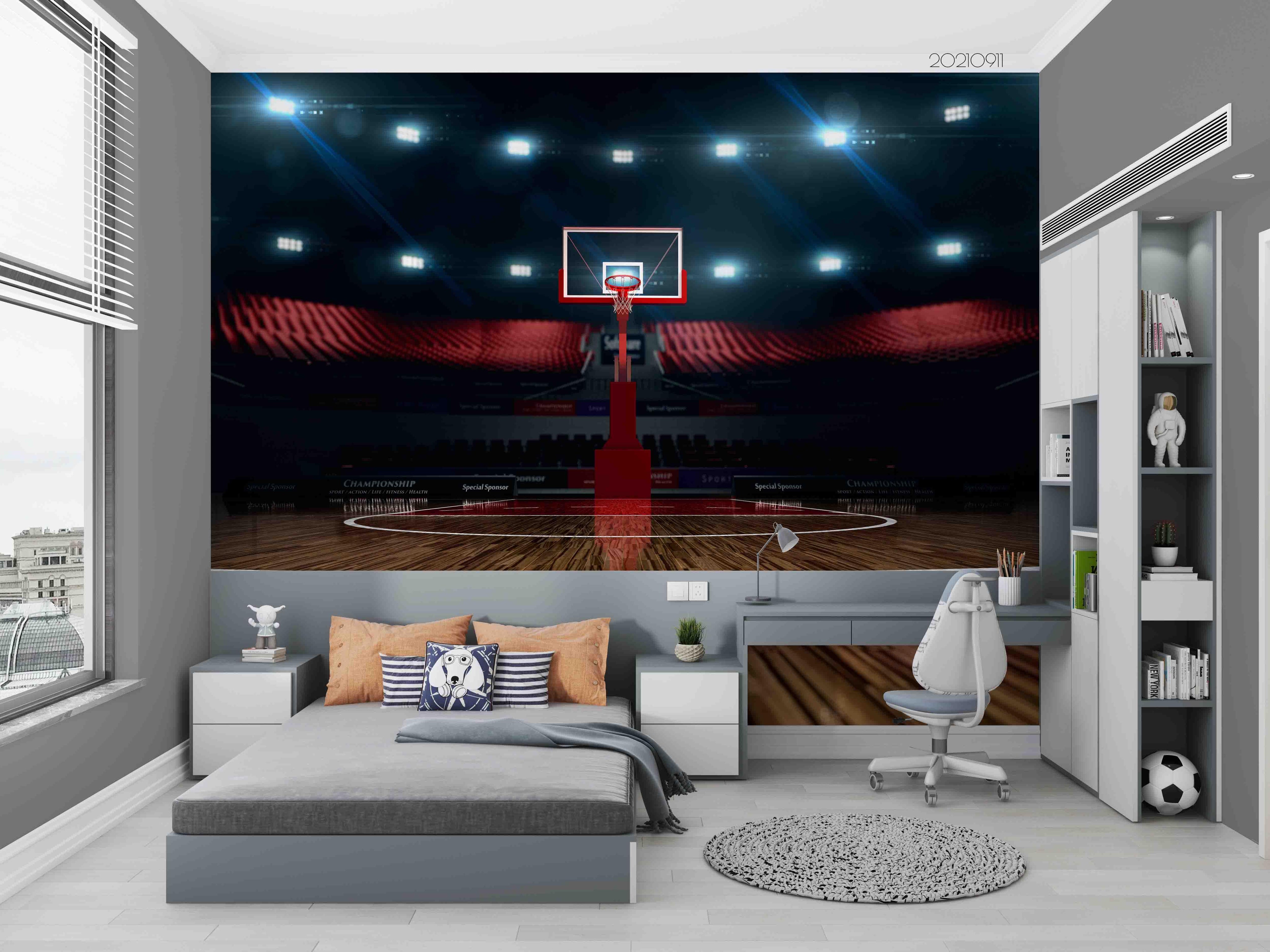 3D Basketball Hall Wall Mural Wallpaper LQH 801- Jess Art Decoration
