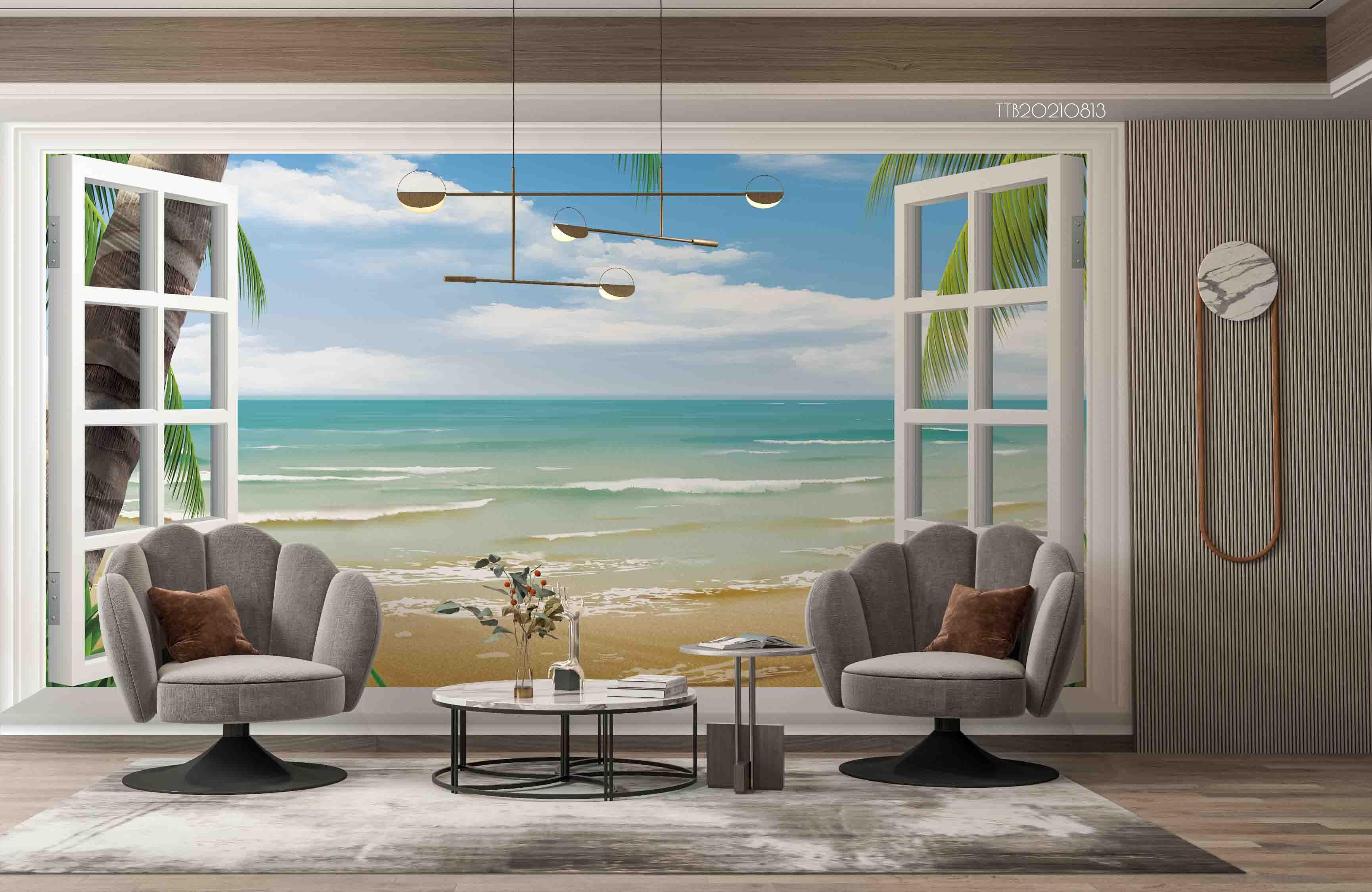 3D Window Seascape Beach Wall Mural Wallpaper SWW5111- Jess Art Decoration