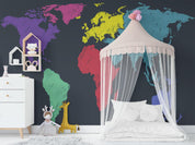 3D Color World Map Wall Mural Wallpaper LQH 394- Jess Art Decoration