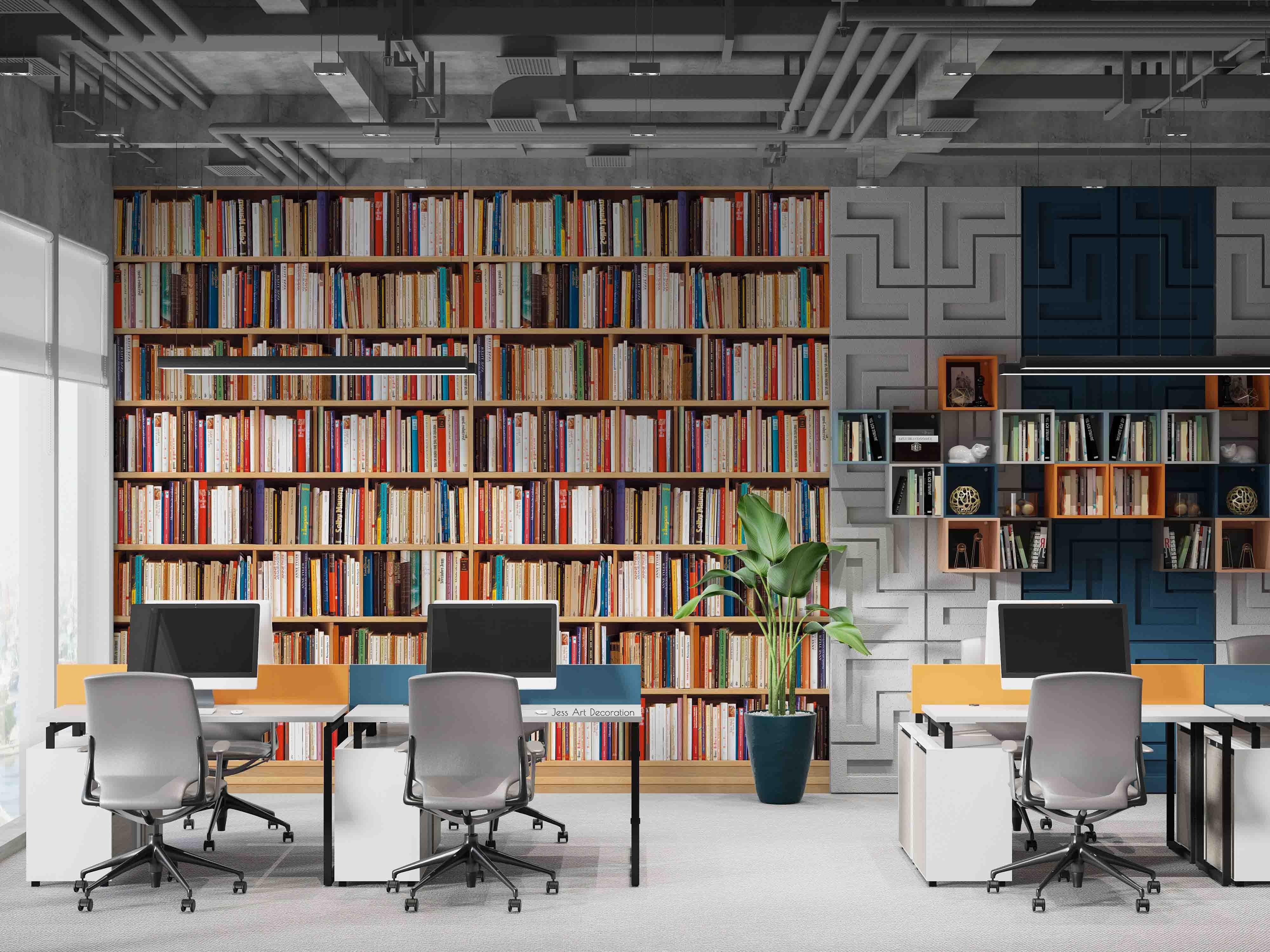 3D Library Bookshelf Wall Mural Wallpaper sww 246- Jess Art Decoration