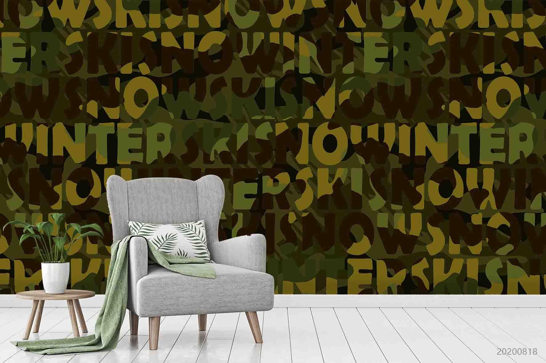 3D Vintage Camouflage Letter Pattern Wall Mural Wallpaper LXL 1151- Jess Art Decoration
