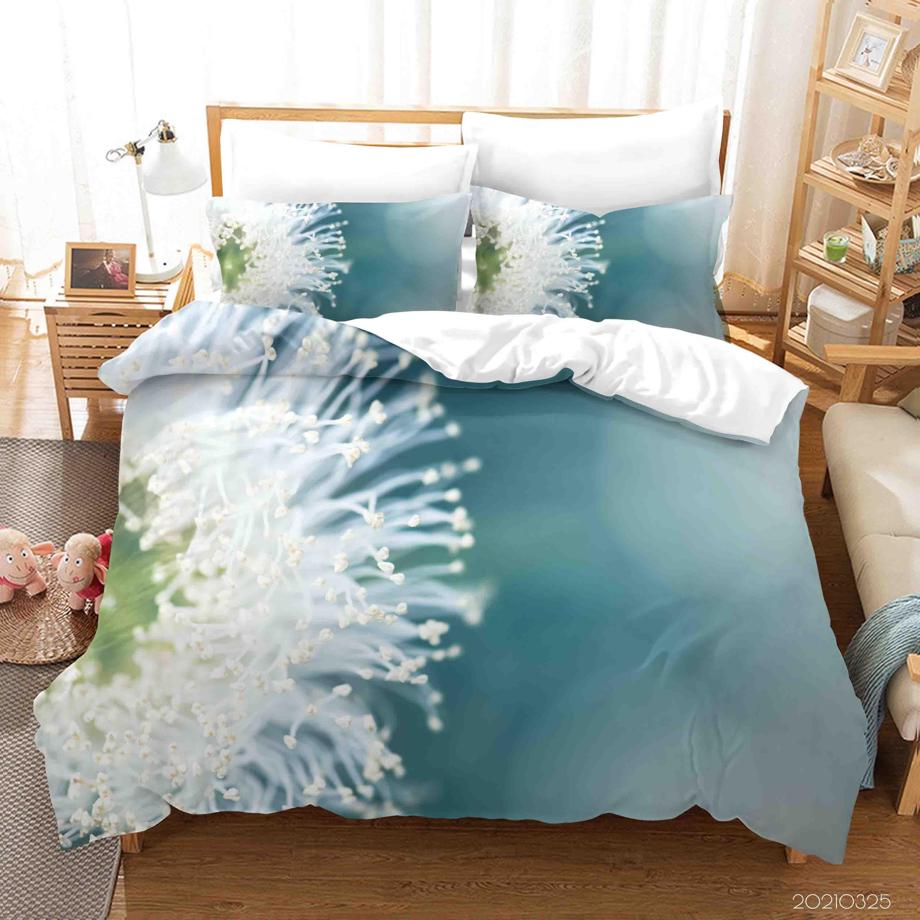 3D White Floral Quilt Cover Set Bedding Set Duvet Cover Pillowcases 265- Jess Art Decoration