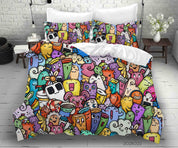 3D Abstract Monster Artistic Graffiti Quilt Cover Set Bedding Set Duvet Cover Pillowcases 71- Jess Art Decoration