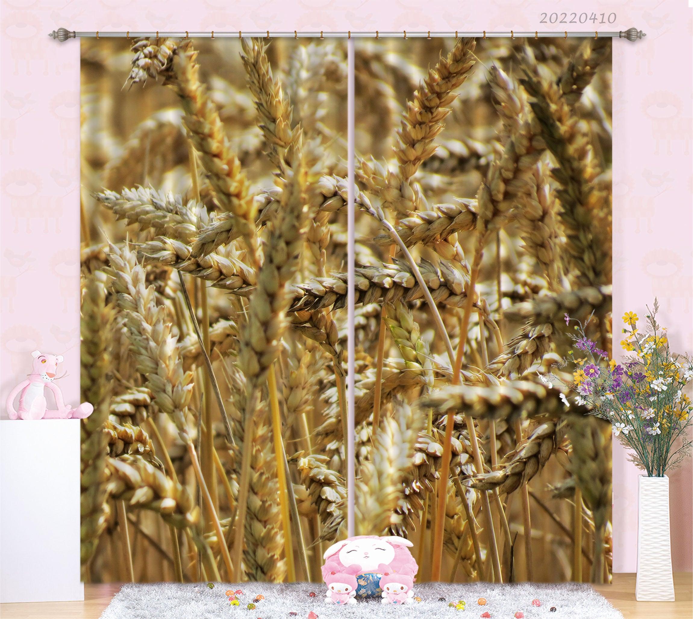3D Golden Wheat Sunshine Background Curtains and Drapes GD 3948- Jess Art Decoration