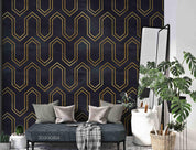 3D Abstract Gold Line Geometric Art Decoration Wall Mural Wallpaper 24 LQH- Jess Art Decoration