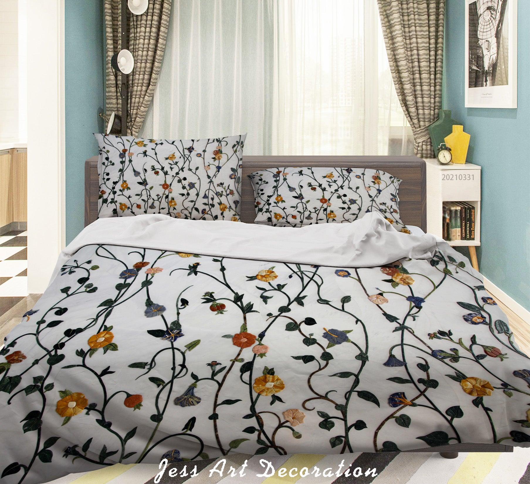 3D Color Floral Leaves Quilt Cover Set Bedding Set Duvet Cover Pillowcases 235- Jess Art Decoration