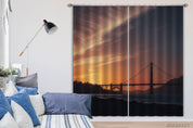 3D Bridge Sea Dusk Landscape Curtains and Drapes GD 2646- Jess Art Decoration