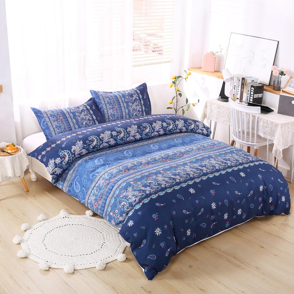 3D Blue Paisley Floral Quilt Cover Set Bedding Set Duvet Cover Pillowcases 512- Jess Art Decoration