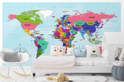 3D Artistic Political World Map Wall Mural Wallpaper WJ 9402- Jess Art Decoration