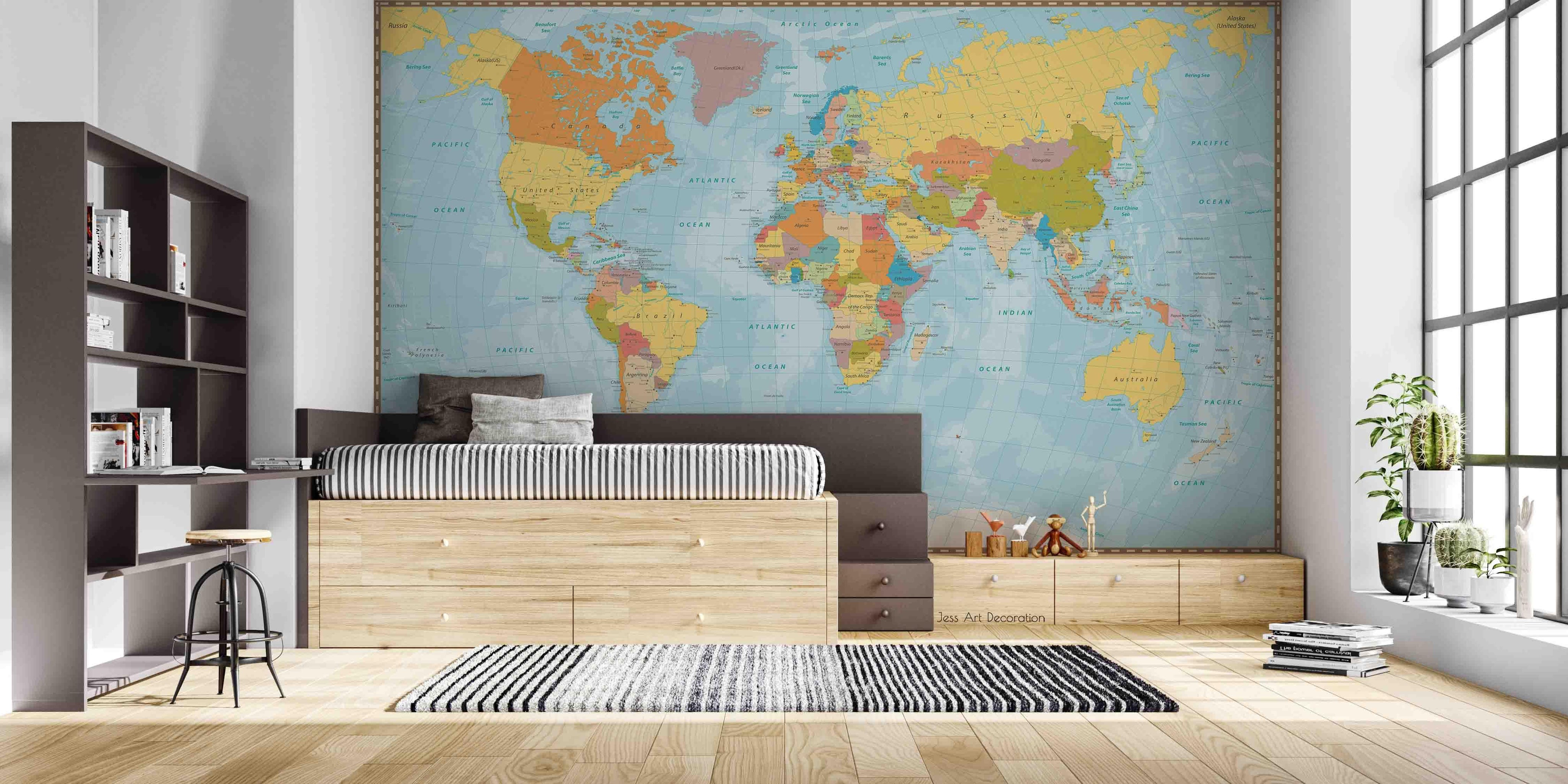 3D World Map Wall Mural Wallpaper sww 284- Jess Art Decoration