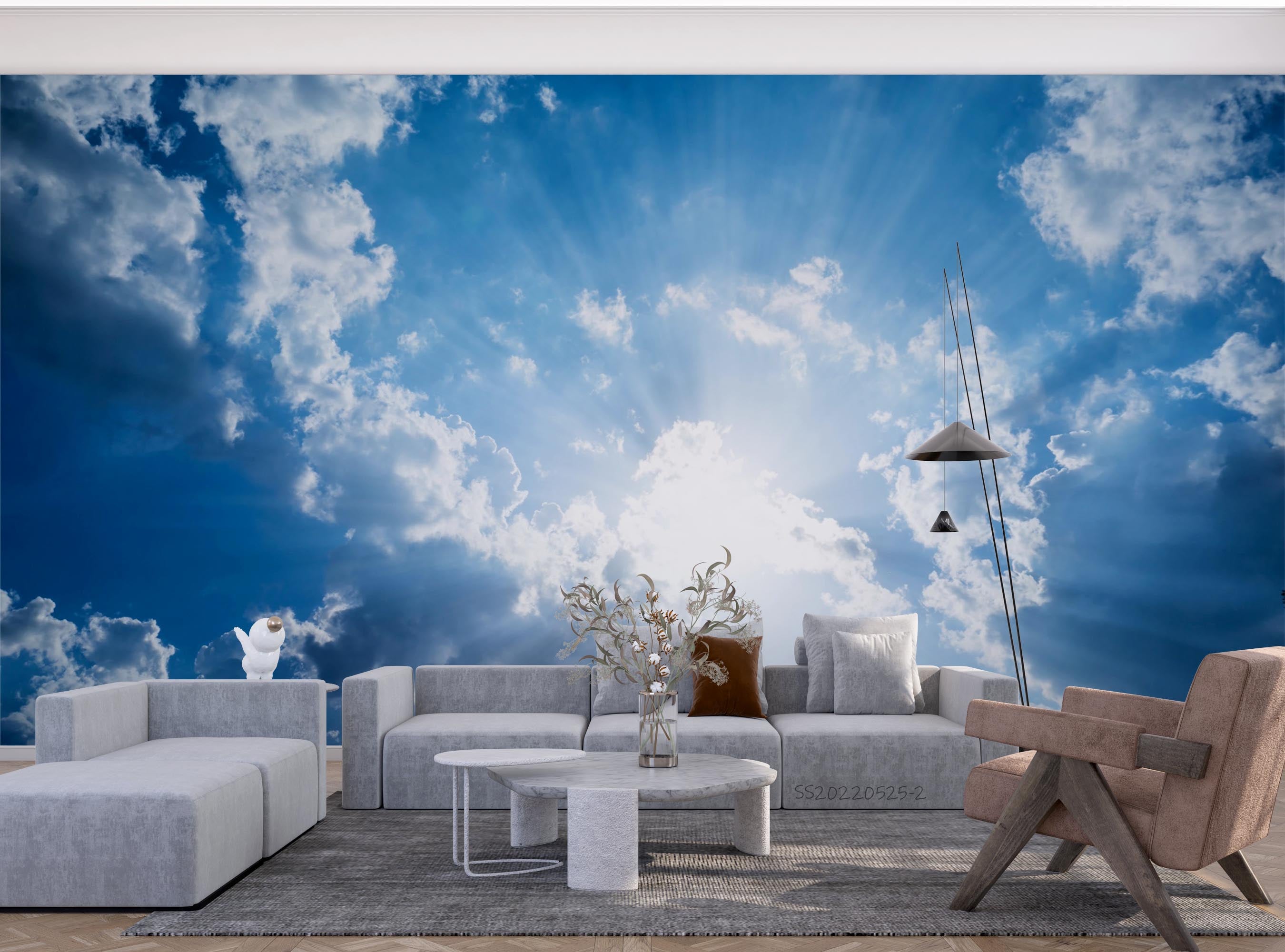3D Blue Sky Cloud Sunbeam Scenery Wall Mural Wallpaper GD 207- Jess Art Decoration