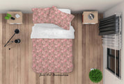 3D Hand Drawn Pink Floral Quilt Cover Set Bedding Set Duvet Cover Pillowcases 59- Jess Art Decoration