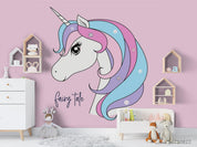 3D Cartoon Animal Unicorn Pink Wall Mural Wallpaper LQH 426- Jess Art Decoration