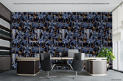 Vintage Blue Elephant Animal Palm Tree Plant Pattern Wall Mural Wallpaper LXL- Jess Art Decoration