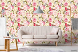 3D Hand Sketching Pink Floral Leaves Plant Wall Mural Wallpaper LXL 1261- Jess Art Decoration