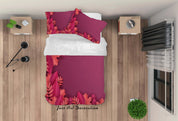 3D Botanical Pink Leaves Plant Quilt Cover Set Bedding Set Duvet Cover Pillowcases LXL- Jess Art Decoration