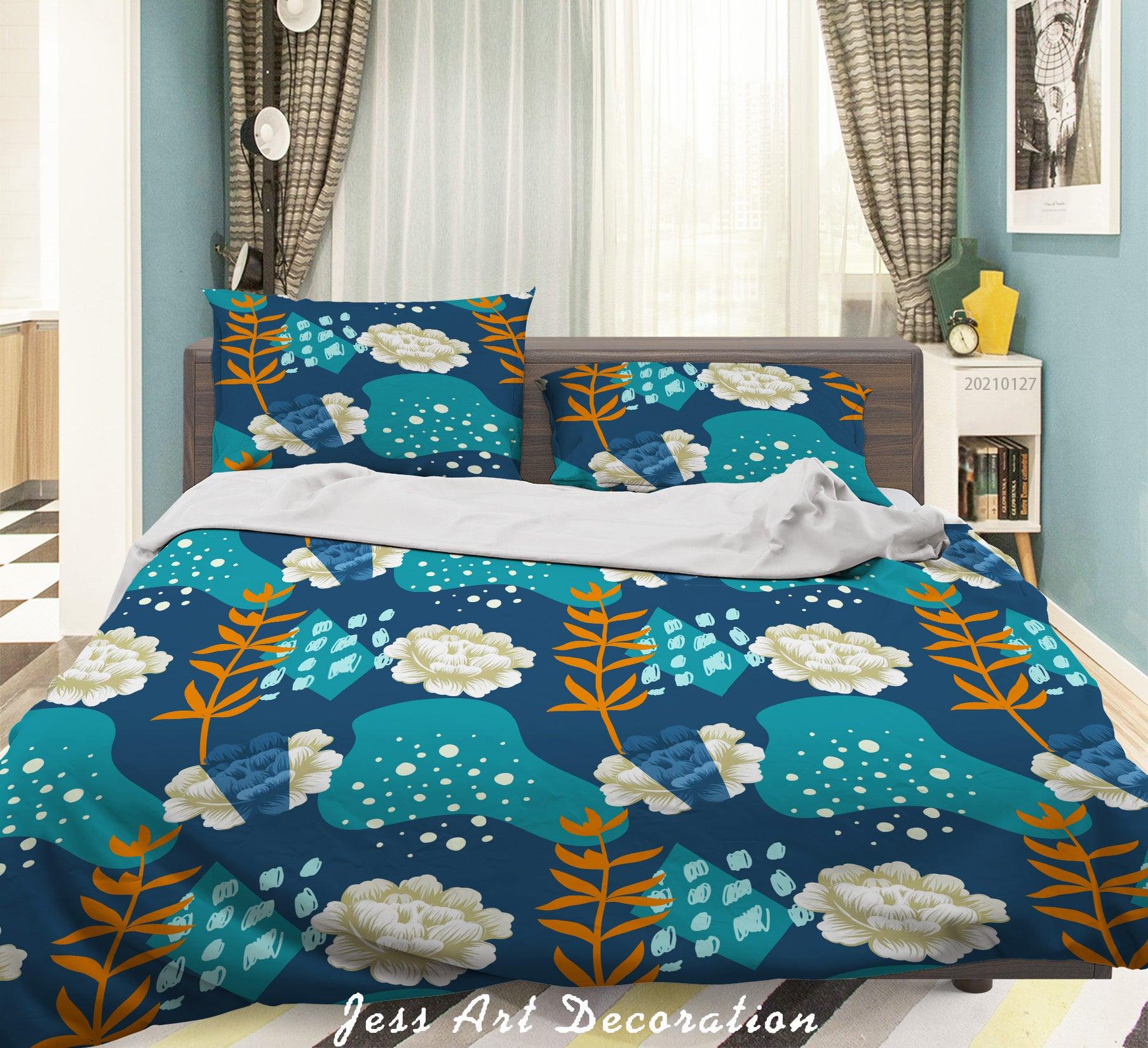 3D Abstract Floral Leaves Quilt Cover Set Bedding Set Duvet Cover Pillowcases 95- Jess Art Decoration