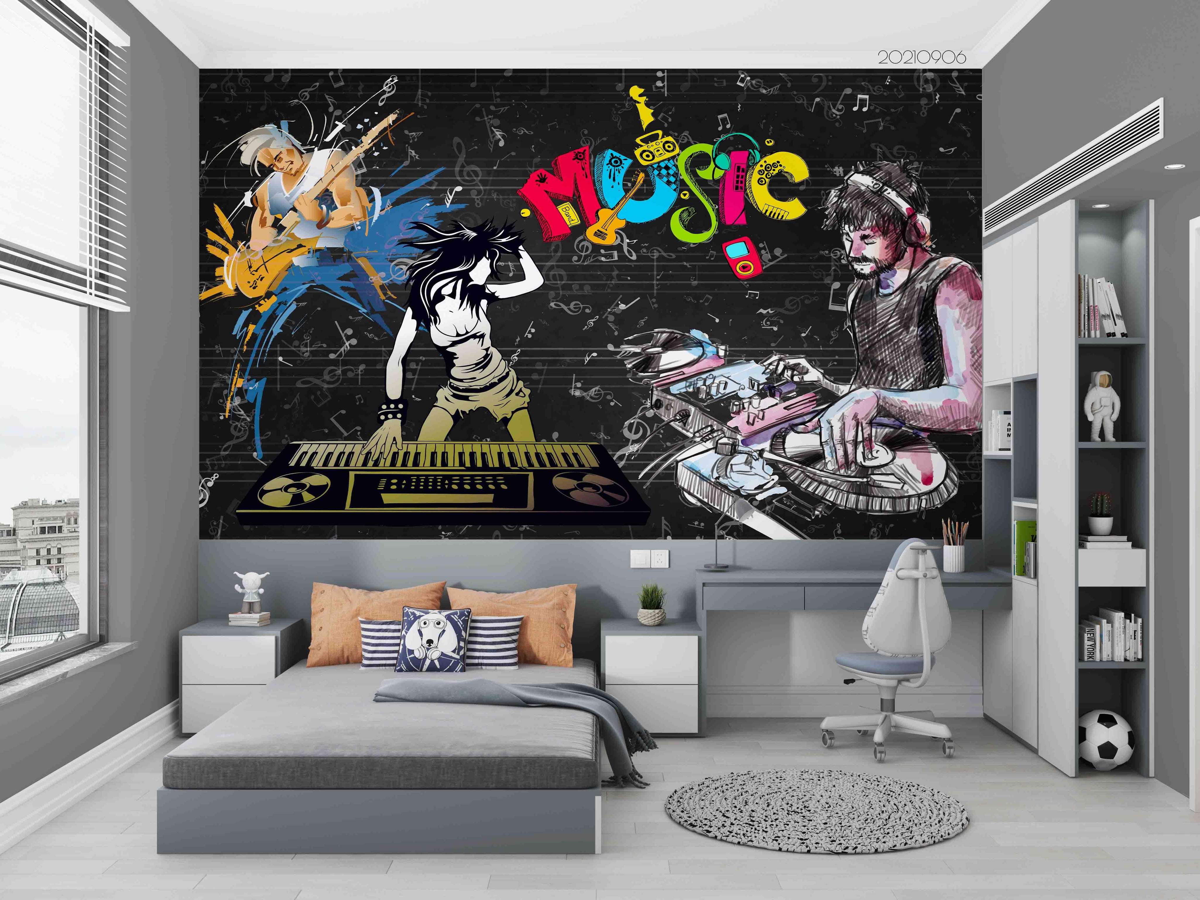 3D Rock Music Wall Mural Wallpaper LQH 515- Jess Art Decoration