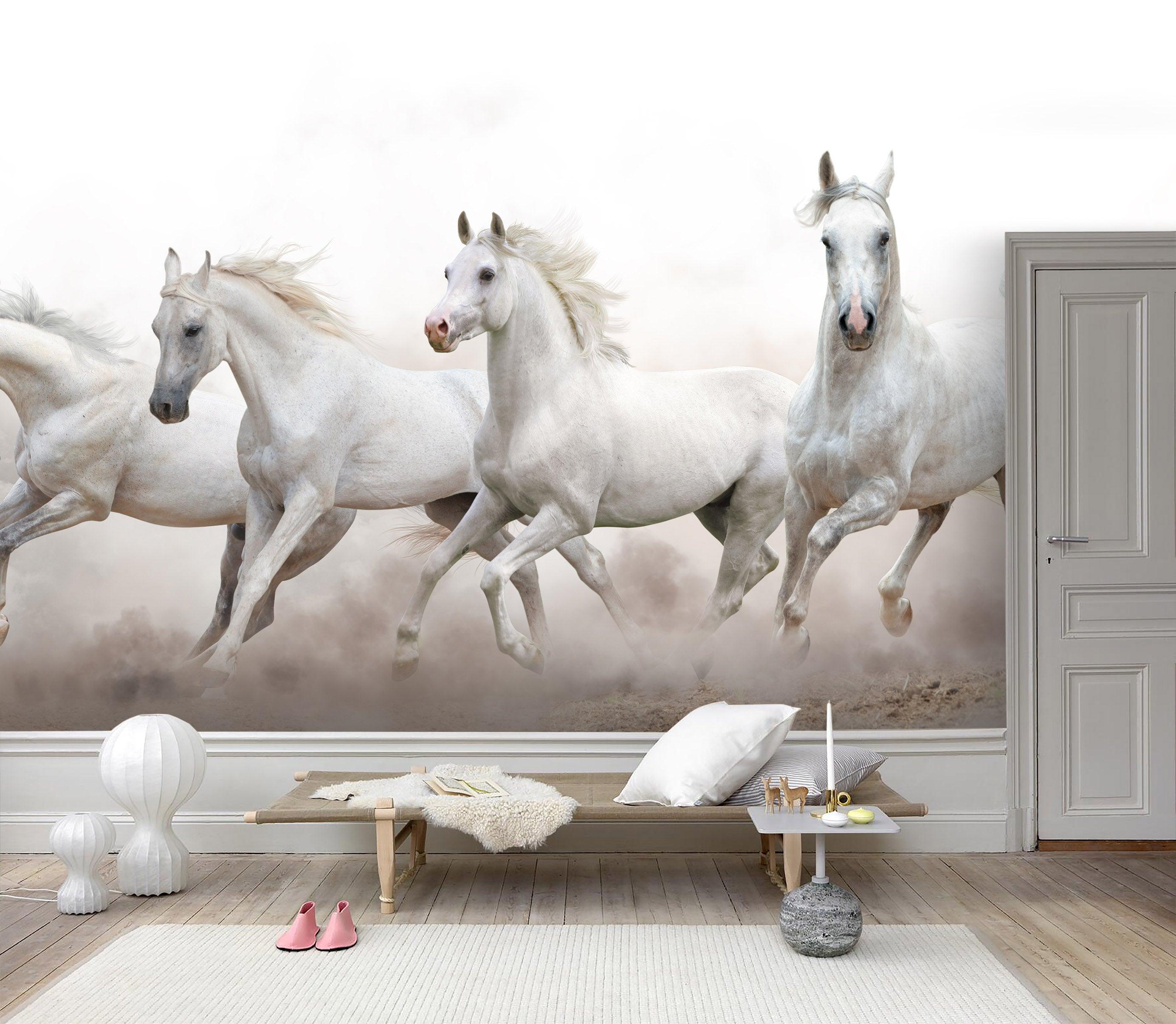 3D White Horse Galloping Wall Mural Wallpaper 46- Jess Art Decoration