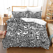 3D Cartoon Illustration Graffiti Quilt Cover Set Bedding Set Duvet Cover Pillowcases 59- Jess Art Decoration
