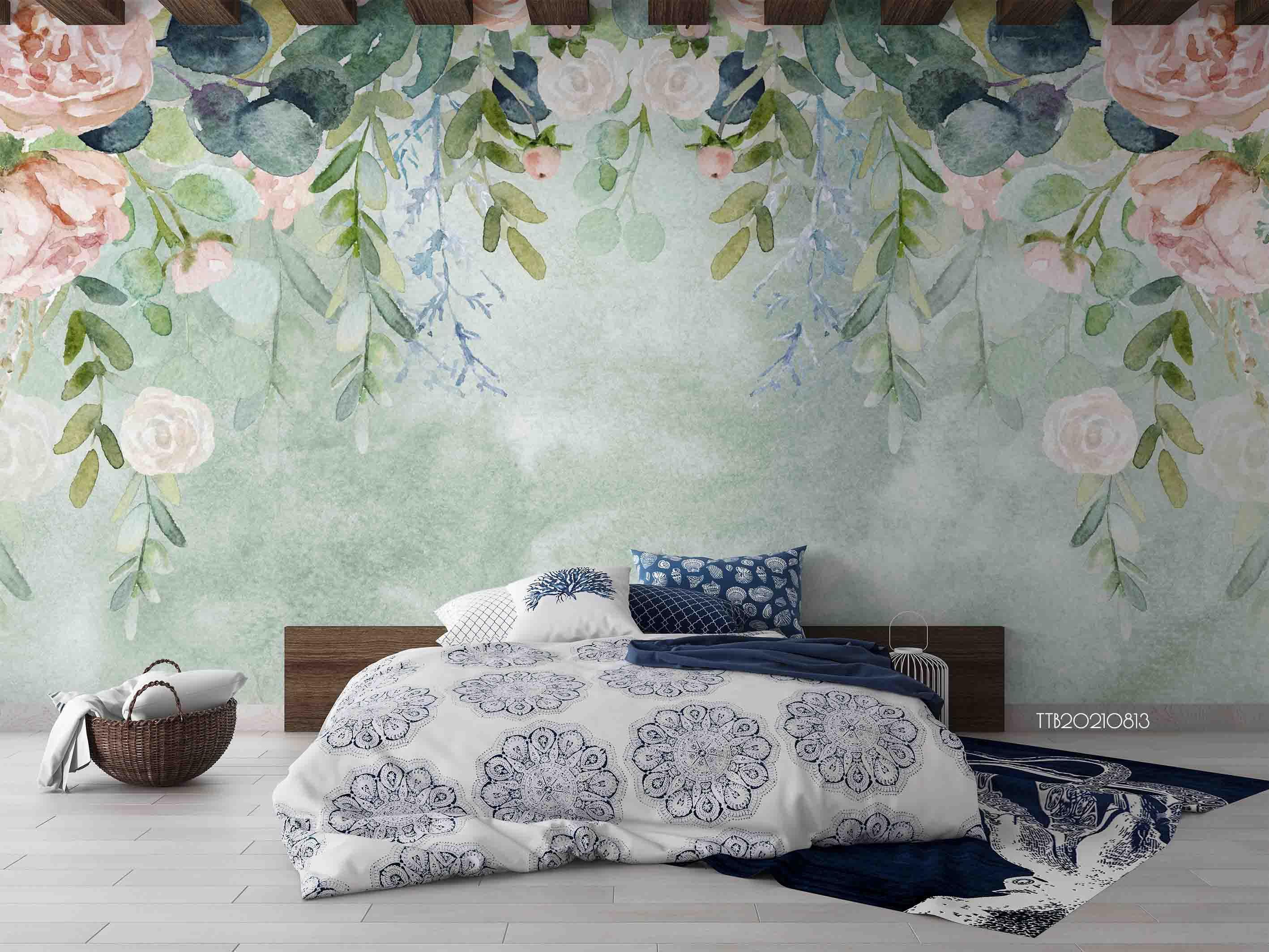 3D Northern Europe Hand-painted Floral Fresh Wall Mural WallpaperSWW5106- Jess Art Decoration