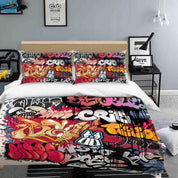 3D Dark Graffiti Quilt Cover Set Bedding Set Duvet Cover Pillowcases SF086- Jess Art Decoration