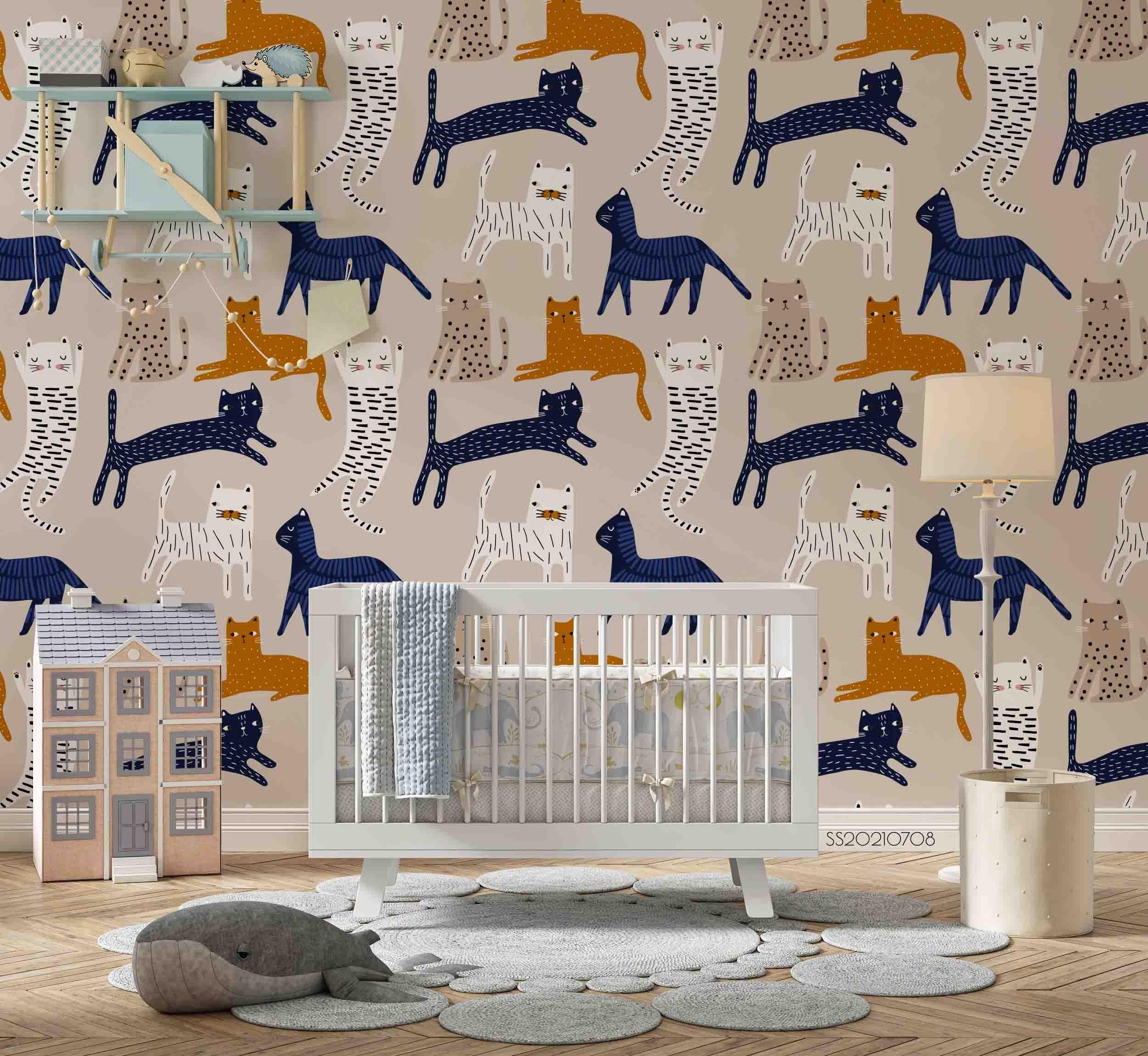 3D Hand Drawn Animal Cat Wall Mural Wallpaper LQH 92- Jess Art Decoration
