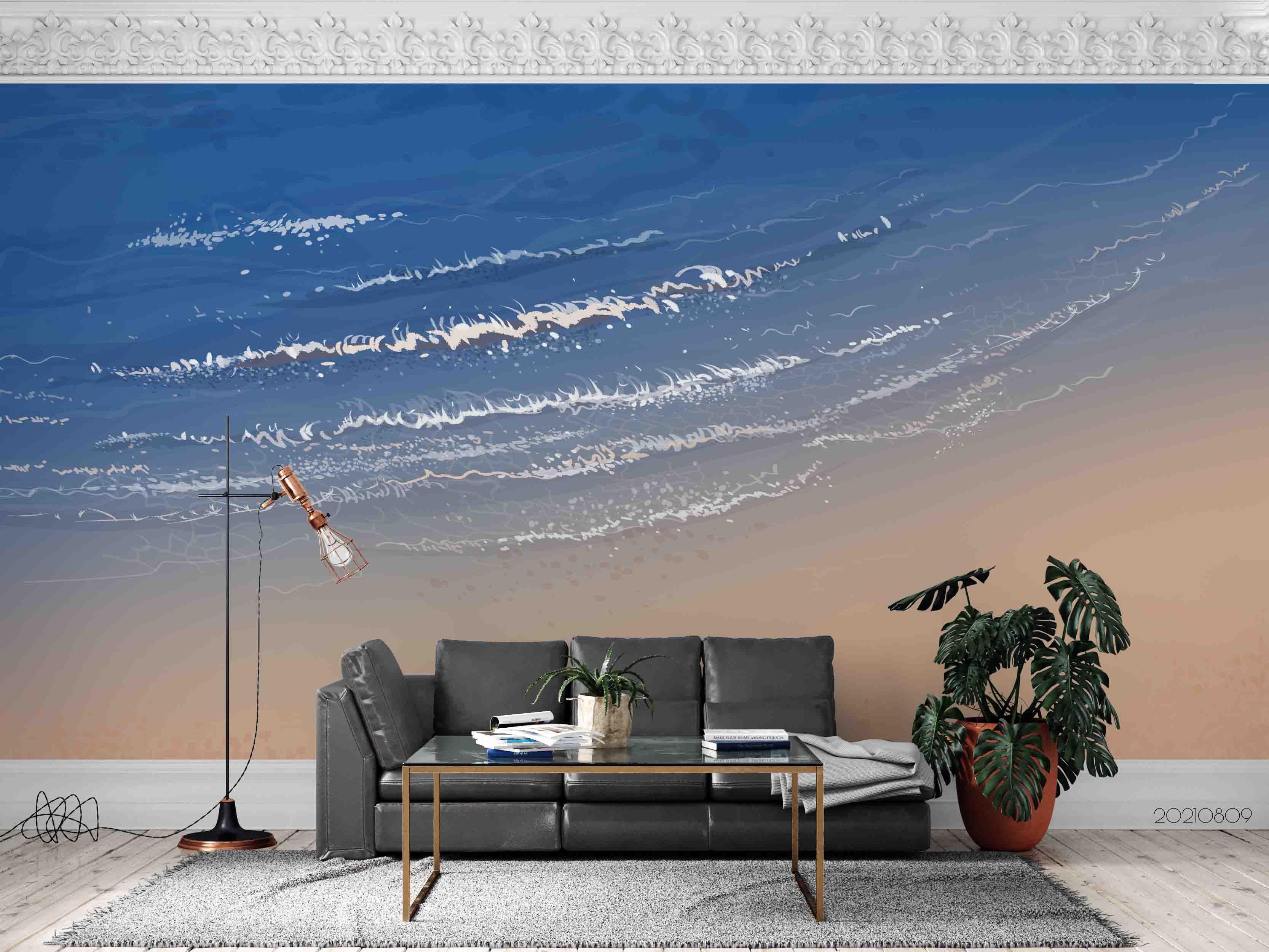 3D Hand-painted Oceans Beach Wall Mural Wallpaper SWW4961- Jess Art Decoration