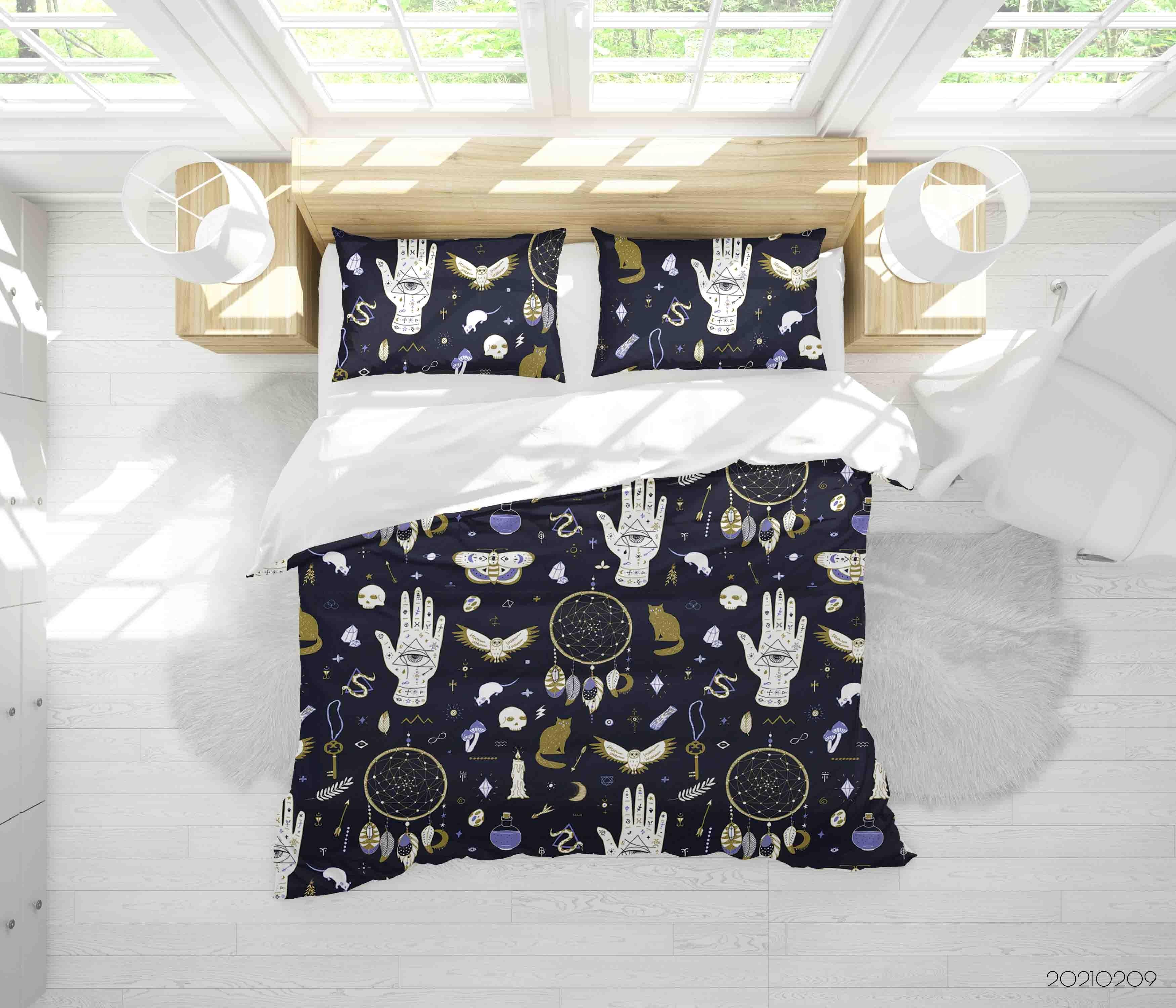 3D Abstract Dream Catcher Hand Animal Quilt Cover Set Bedding Set Duvet Cover Pillowcases 332- Jess Art Decoration