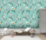 3D Green Flower Pattern Wall Mural Wallpaper 108- Jess Art Decoration