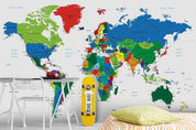 3D Colourful World Map Wall Mural Wallpaper WJ 2179- Jess Art Decoration