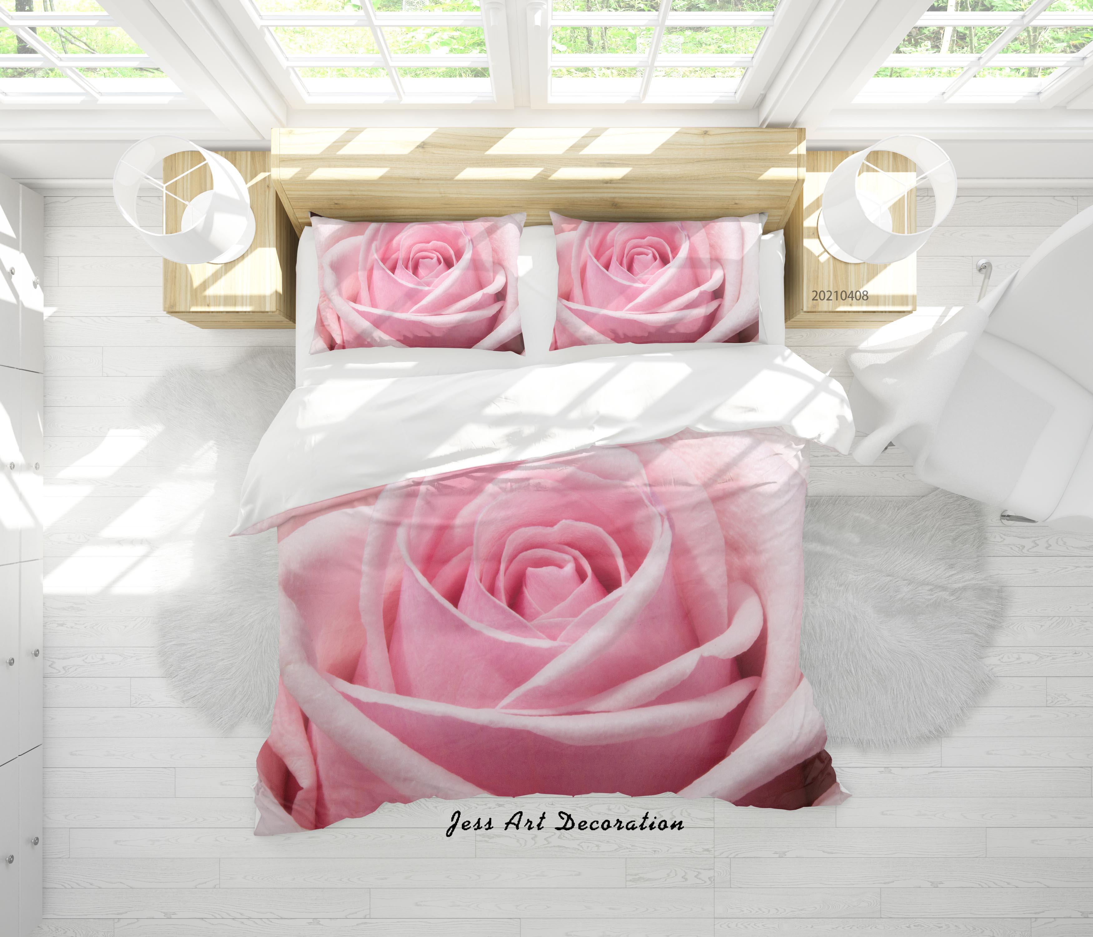 3D Pink Rose Floral Quilt Cover Set Bedding Set Duvet Cover Pillowcases 229- Jess Art Decoration