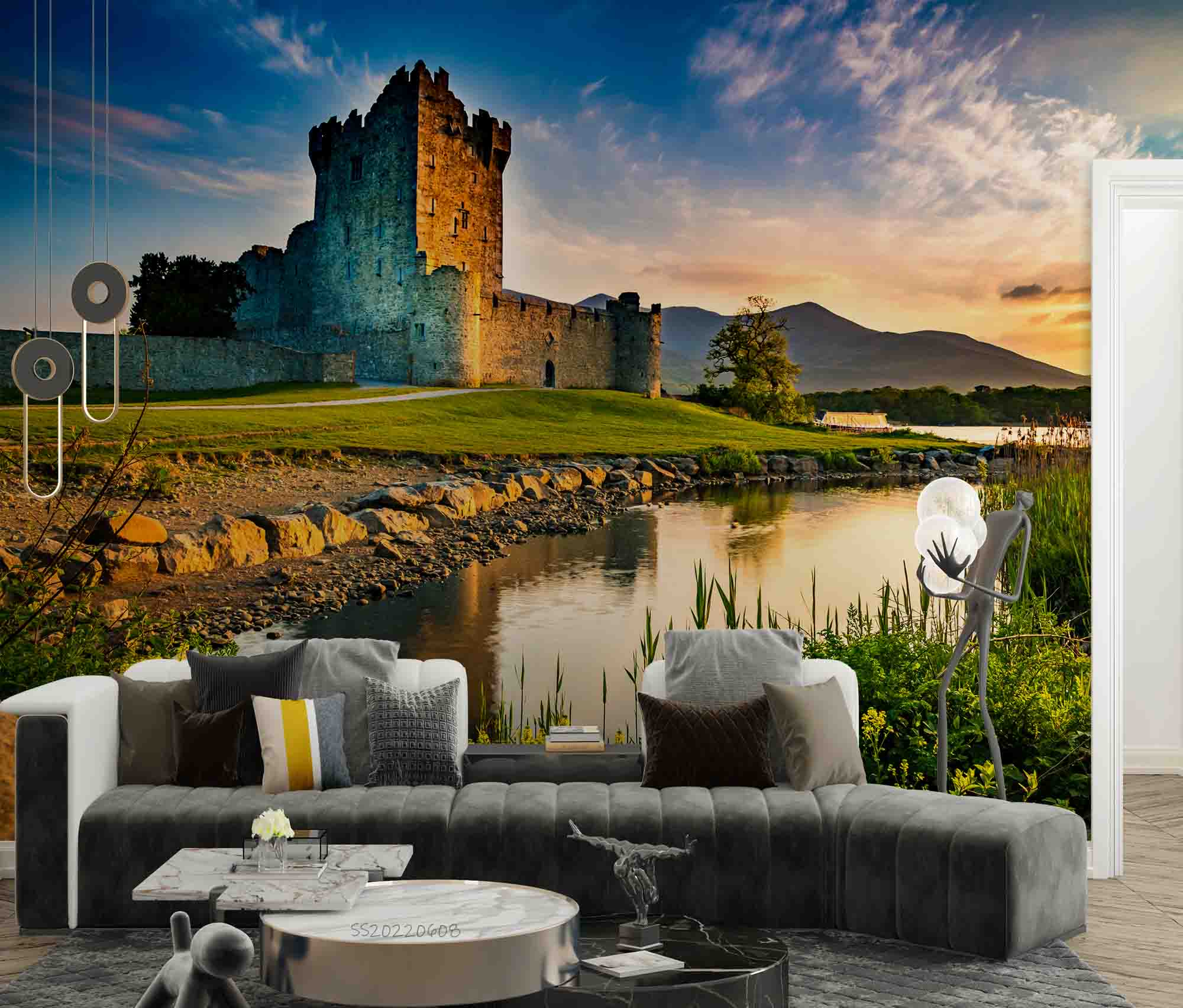 3D Old Castle Cream Mountain Sunset Scenery Wall Mural Wallpaper GD 554- Jess Art Decoration