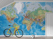 3D Blue World Map Wall Mural Wallpaper LQH 491- Jess Art Decoration