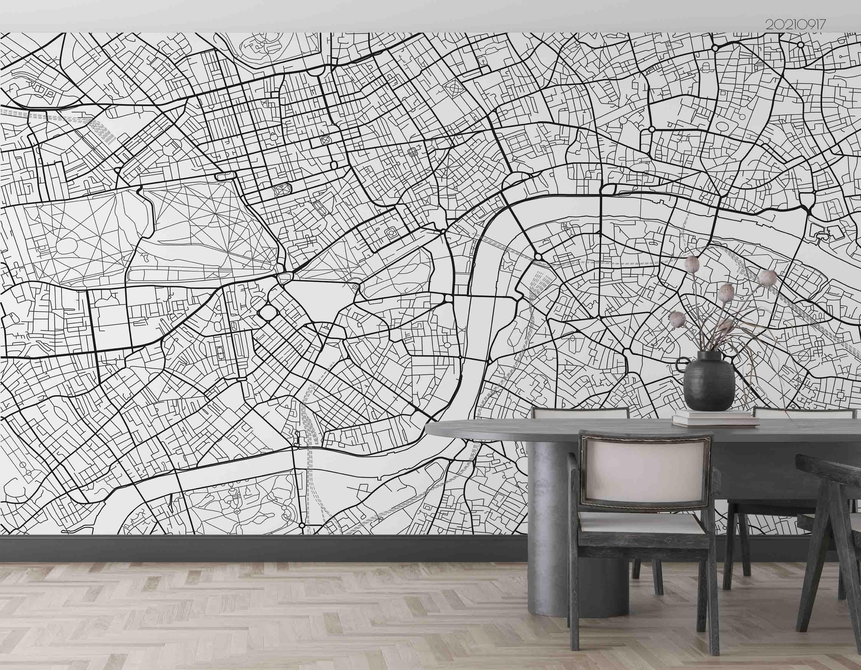 3D Grey Traffic Map Wall Mural Wallpaper LQH 115- Jess Art Decoration