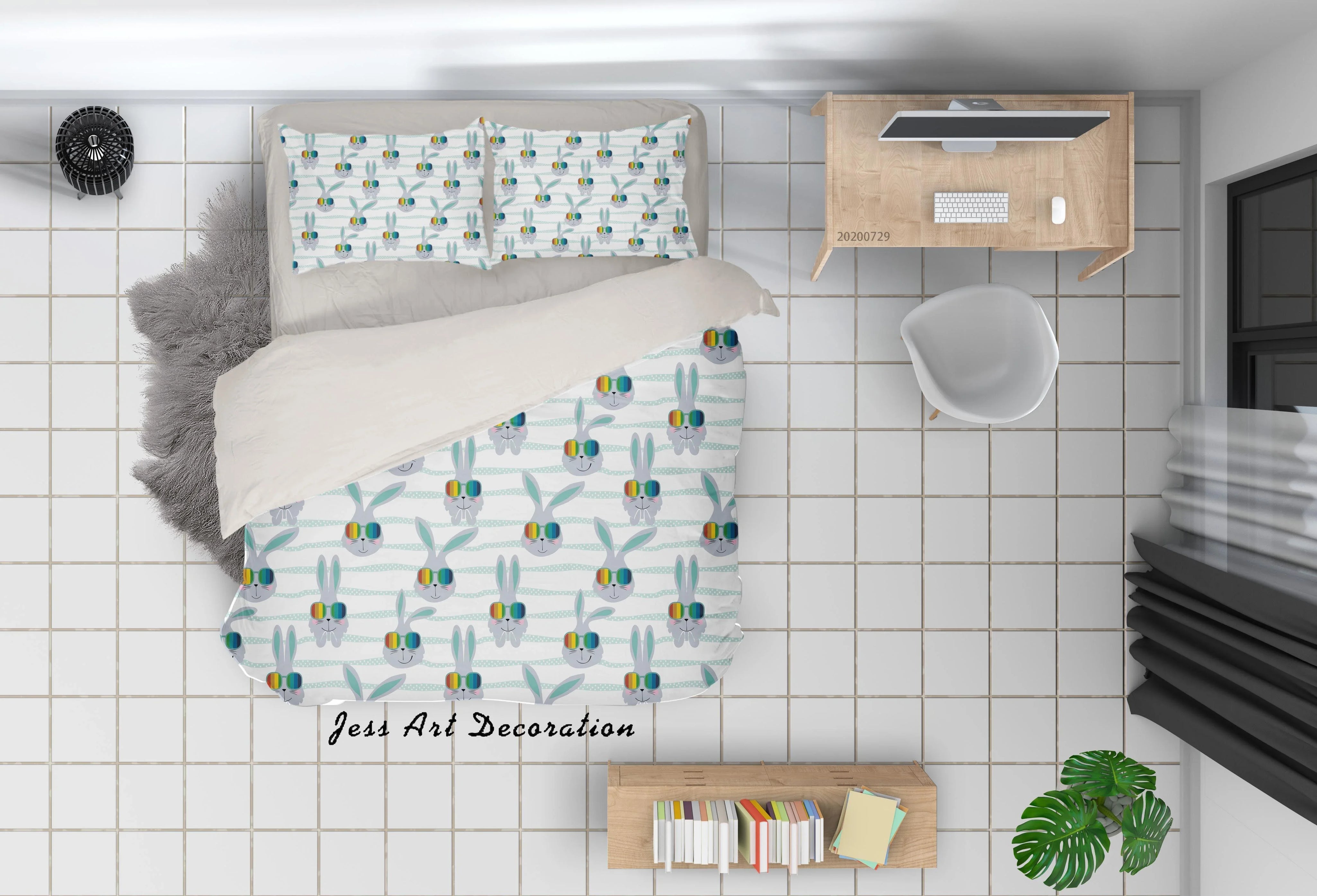 3D Cartoon Bunny Quilt Cover Set Bedding Set Duvet Cover Pillowcases LXL 186- Jess Art Decoration