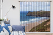 3D Skyline Sea Wave Beach Mountain Curtains and Drapes GD 3042- Jess Art Decoration