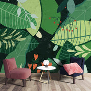 3D Hand Sketching Green Giant Leaves Plant Wall Mural Wallpaper LXL 1055- Jess Art Decoration